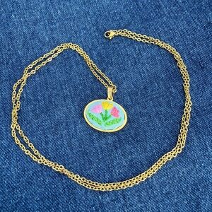 Hand-embroidered Floral Gold Necklace